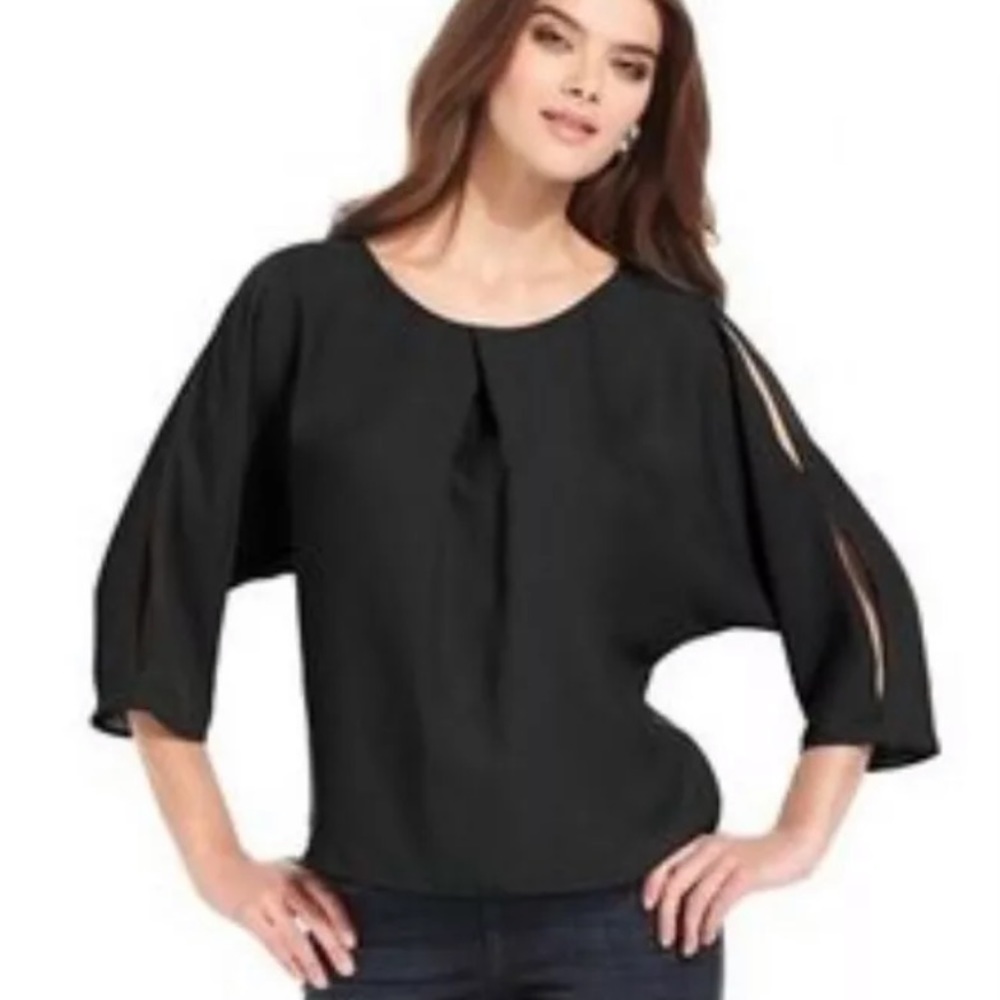 NWT RACHEL RACHEL ROY BLACK CUTOUT SLEEVE TOP XS